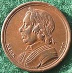Oliver Cromwell, bronze medalet issued by The Sentimental magazine circa 1775