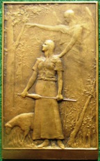 Joan of Arc (Jeanne dArc), laudatory medal 1899, bronze, by Daniel Dupuis,