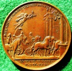 Louis XV, the Infanta enters Paris 1722, bronze medal by J Duvivier