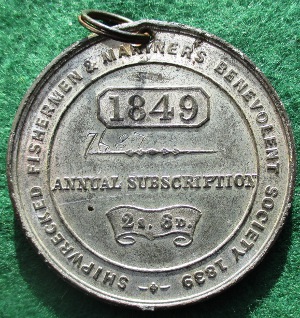 Shipwrecked Fishermen & Mariners Benevolent Society, Membership medal 1849