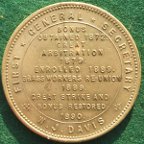 W.J.Davis, Numismatist & Trade Unionist, National Society of Amalgamated Brassworkers, brass medal 1890