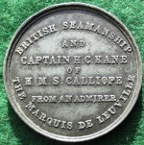 Maritime, HMS Calliope, rescue from hurricane at Samoa 1889, white metal medal