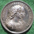 Charles II, British Colonization 1670, silver medal by J Roettier