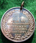 Queenborough, Kent, John Capel elected as Member of Parliament 1826, silver presentation medal