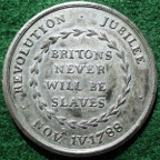 William III, Centenary of Accession and the Glorious Revolution 1788, white metal meda