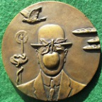 Ren Magritte, cast bronze art medal 1983 for the British Art Medal Society by Laurence Burt