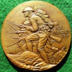 Massachusetts, Williams College, The Williams Medal 1918, large bronze medal by James Earle Fraser, named to 2nd Lt. Philip H Seaman