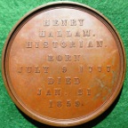 Henry Hallam, Historian, laudatory bronze medal 1859, by L C Wyon