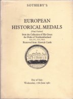 Sotheby - European Medals Alnwick Northumberland 1981