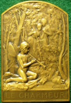 France, Le Charmeur (1906), bronze plaquette  medal by Marie-Alexandre Coudray