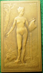 France, LEtude (1908), bronze plaquette  medal by Lon-Julien Deschamps