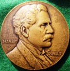 USA, visit of British Prime Minister Ramsay Macdonald 1929, bronze medal by John R Sinnock for the Medallic Art Company, New York