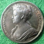 Queen Caroline (wife of George II), Coronation 1727, official silver medal by John Croker
