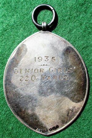Hampshire, Secondary Schools Sports Prize, oval silver medal awarded 1936