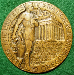 Portland (Oregon), United States National Bank, 1929 medal by Fairbanks