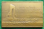 France, Great War, Monument to the Overseas Fallen at Marseille, bronze rectangular medal