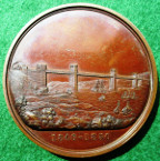 Wales, Robert Stephenson, Completion of Britannia Bridge, Menai Straits 1850, bronze medal by L C Wyon