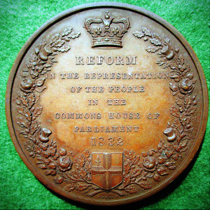 William IV, Reform Bill 1832, bronze medal by B Wyon, issued by The Corporation of London