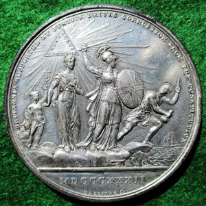 William IV, The Reform Bill 1832, white metal medal