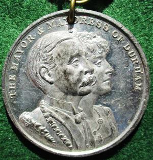 Durham, Seaham Hall  1911, Marquess & Marchioness of Londonderry as Mayor and Mayoress, white metal medal dated 31st August 1911