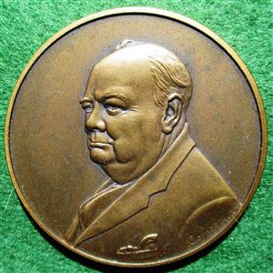 Peace in Europe, 25th Anniversary 1970, bronze medal by D Cornell for Pinches, bust left of Winston Churchill