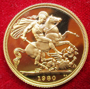 Elizabeth II, proof gold Sovereign 1980