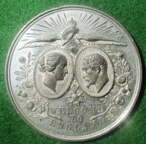 Napoleon III and Empress Eugénie, Visit to England 1855, white metal medal