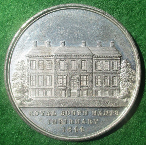 Hampshire, Southampton, Royal South Hants Infirmary 1844, white metal meda