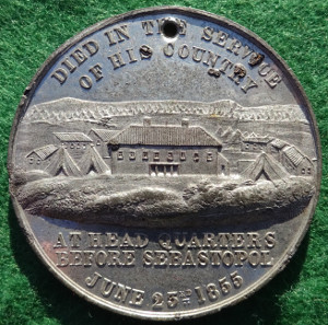 Crimean War, Death of Lord Raglan 1855, white metal medal