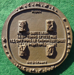 France, French Resistance commemorative medal circa 1970, bronze by Andr Bizette-Lindet