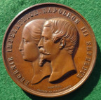 France, Napoleon III & Empress Eugenie, Worlds Fair Palais de lIndustrie 1855, bronze medal