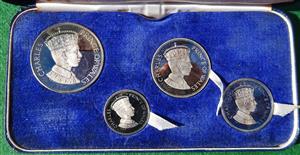 Prince Charles, Investiture as Prince of Wales 1969, set of four proof silver medals by John Pinches