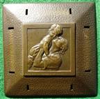 France, “Tendresse”, uniface square repoussé by H Dropsy, issued by La Gerbe d'Or