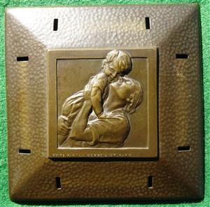 France, “Tendresse”, uniface square repoussé by H Dropsy, issued by La Gerbe d'Or