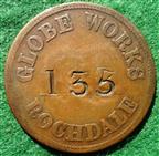 Lancashire, Rochdale Globe Works, bronze ticket