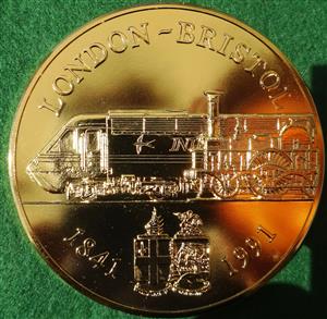 Railways, London to Bristol Intercity Railway, 150th Anniversary 1991, bronze-gilt medal