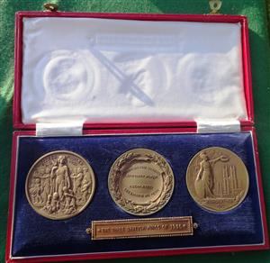 Edward VIII to George VI, the Three British Kings of 1936, issued as a set in 1937, cased set of three matt bronze medals
