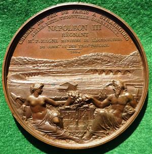 France, Paris to Strasbourg Railway completed 1854, bronze medal by A Bovy, 69mm