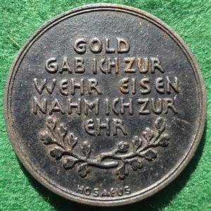 Germany, Great War, Gold For Iron, iron medal 1916