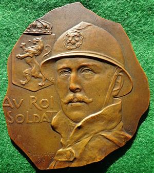 Belgium, Great War, Albert I, ‘Au Roi Soldat’ (‘To the Soldier King’), uniface bronze medal 1918