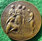 Belgium, Great War, Neutrality violated by Prussia 1914, bronze medal (1920) by A Mauquoy for Les Amis de la Mdaille dArt