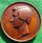 Brabant, Prince Leopold Duke of Brabant, Patron of the Brussels Philharmonic Society, bronze medal 1853 by Leopold Wiener
