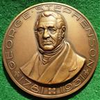Netherlands / Great Britain, George Stephenson, 150th Anniversary of birth 1781-1931, bronze medal by J van Goor