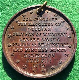 Birmingham, William Wiley, Majority 1872, bronze medal