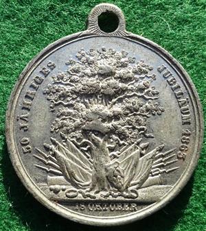 Germany, Battle of Leipzig 1813, 50th Anniversary 1863, white metal medal