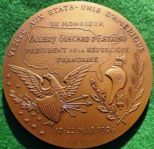 France / USA, American Bicentenary and visit of President Giscard dEstaing, large bronze table medal