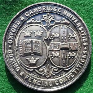 Oxford & Cambridge Universities, silver prize medal for Boxing