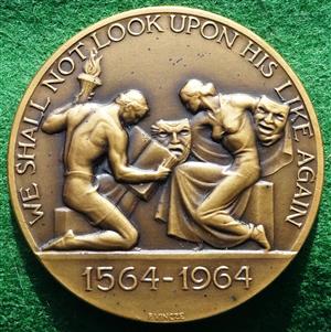 William Shakespeare, 400th Anniversary of Birth 1564-1964, bronze medal by Paul Vincze