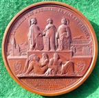 Belgium, Railway Inauguration Verviers to Aix la Chapelle (Aachen) 1843, large bronze medal