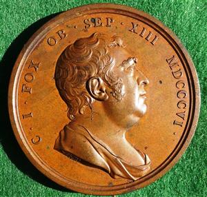 Charles James Fox, Whig statesman, death 1806, bronze medal